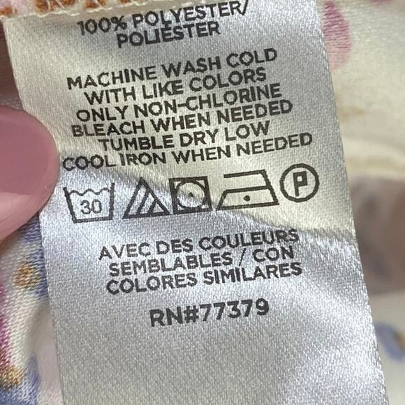 Ann Taylor Fit & Flare Floral Print Midi Dress V Neck Tie Waist Belt White NEW M - Picture 8 of 9